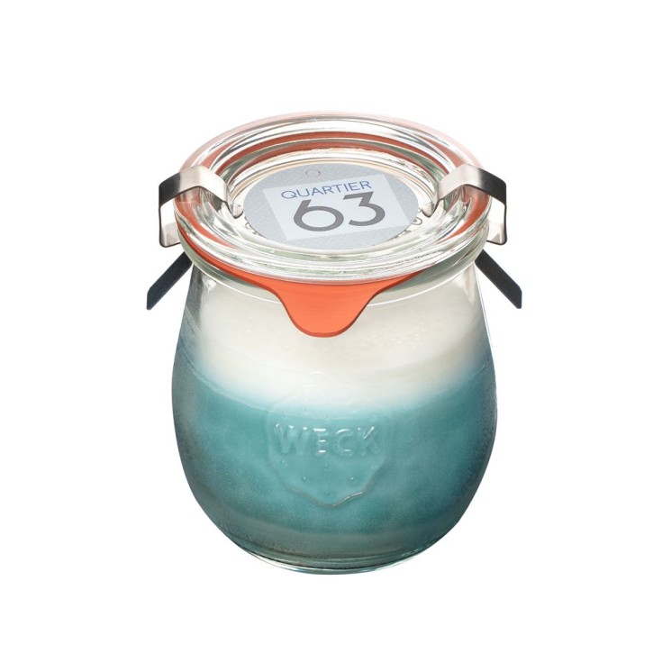 Weckglas Kerze Holzdocht / Farbe: hellblau VE 4 St./Packung