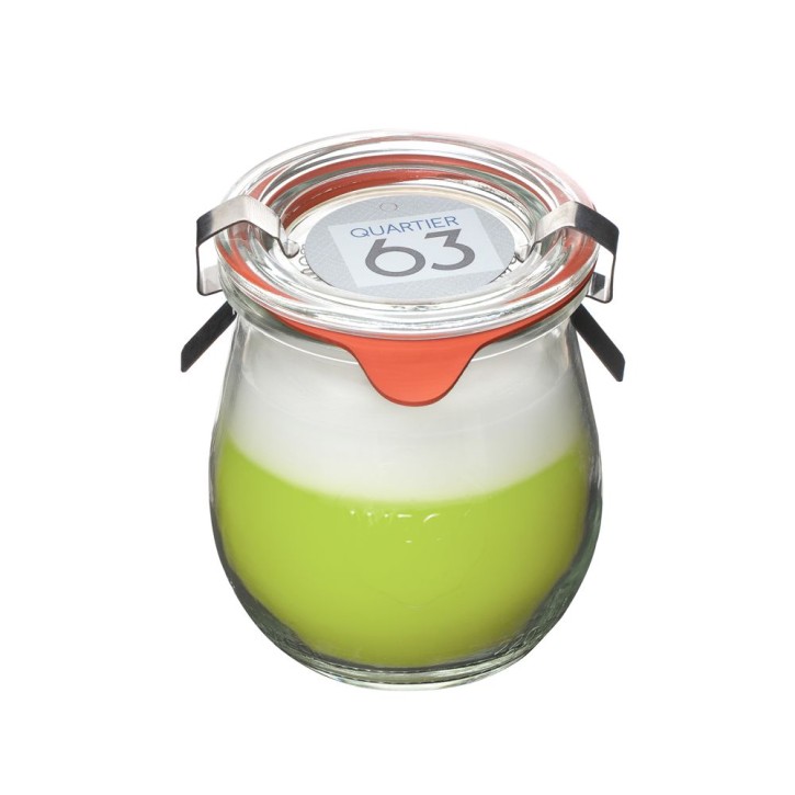Weckglas Kerze Holzdocht / Farbe: hellgrün VE 4 St./Packung