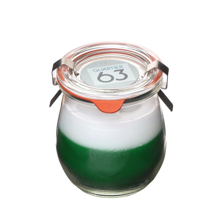 Weckglas Kerze Holzdocht / Farbe: dunkelgrün VE 4 St./Packung