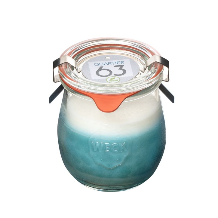 Weckglas Kerze Raps-Wachs vegan / Farbe: ozean VE 4 St./Packung
