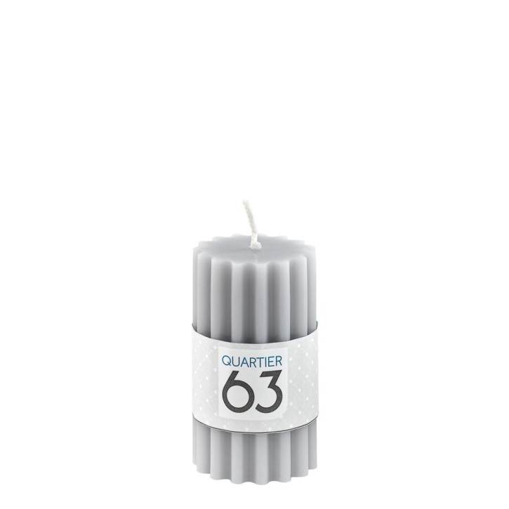 Stumpenkerze gerillt H9 Farbe: hellgrau VE 6 St./Packung
