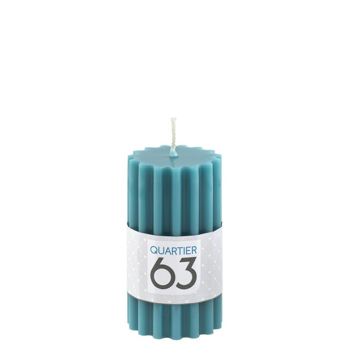Stumpenkerze gerillt H9 Farbe: ozean VE 6 St./Packung