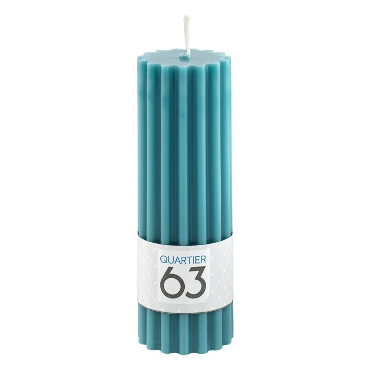 Stumpenkerze gerillt H15 Farbe: ozean VE 6 St./Packung