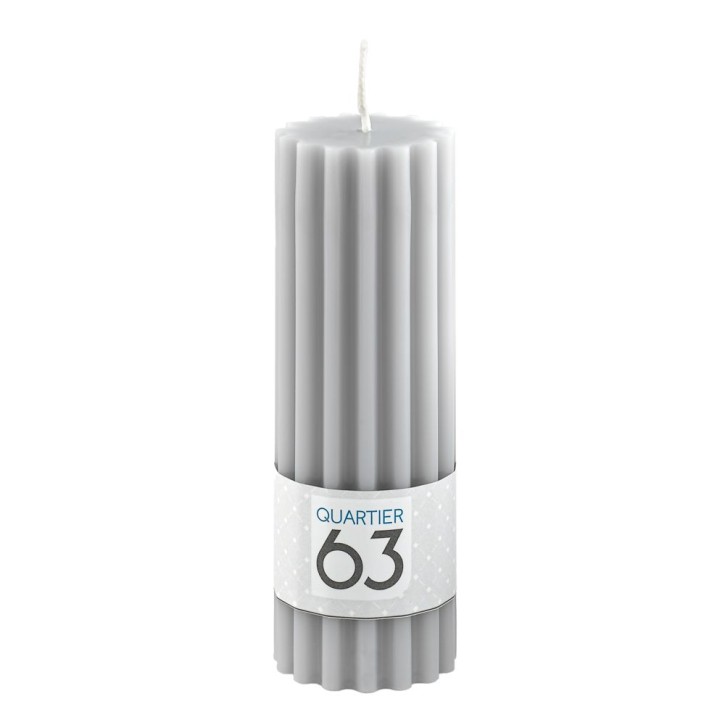 Stumpenkerze gerillt H15 Farbe: hellgrau VE 6 St./Packung