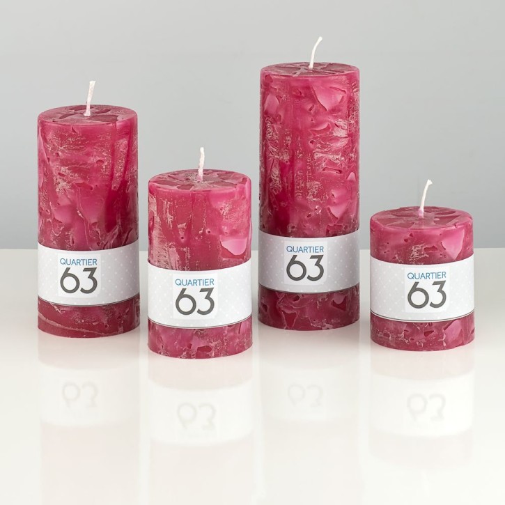 Stumpenkerzen Würfeltechnik Set Farbe: rot VE 4 Kerzen/Packung