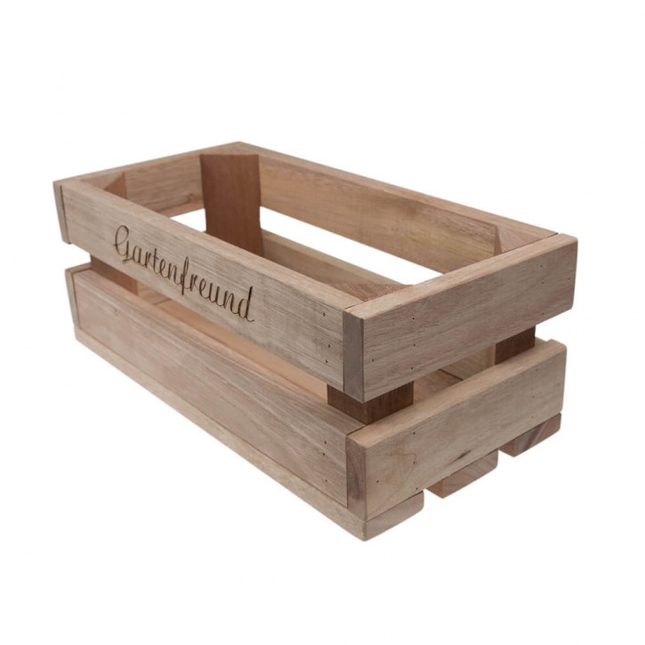 Holzkiste klein Gartenfreund aus Palettenholz, 24 x 9 x 11 cm, 2,4 l