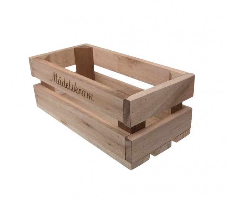 Holzkiste klein Mädelskram aus Palettenholz, 24 x 9 x 11 cm, 2,4 l