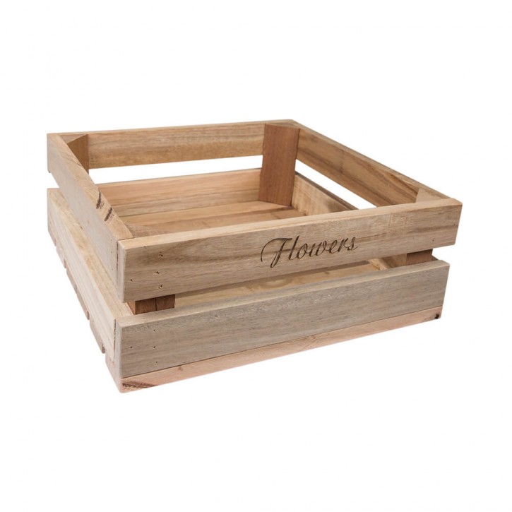 Holzkiste mittel Flowers aus Palettenholz, 24 x 9 x 24 cm, 5 l