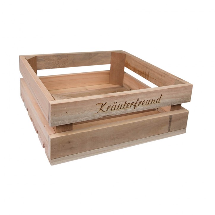 Holzkiste mittel Kräuterfreund aus Palettenholz, 24 x 9 x 24 cm, 5 l