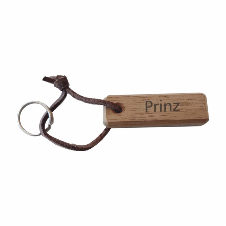 Schlüsselanhänger mit Lederband und Schlüsselring "Prinz"