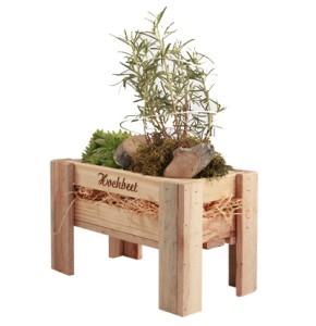 Holzkiste Hochbeet kl aus Palettenholz, 26 x 13,5 x 16 cm, 2,4 l