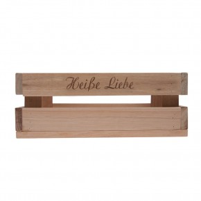 Holzkiste klein Heiße Liebe aus Palettenholz, 24 x 9 x 11 cm, 2,4 l